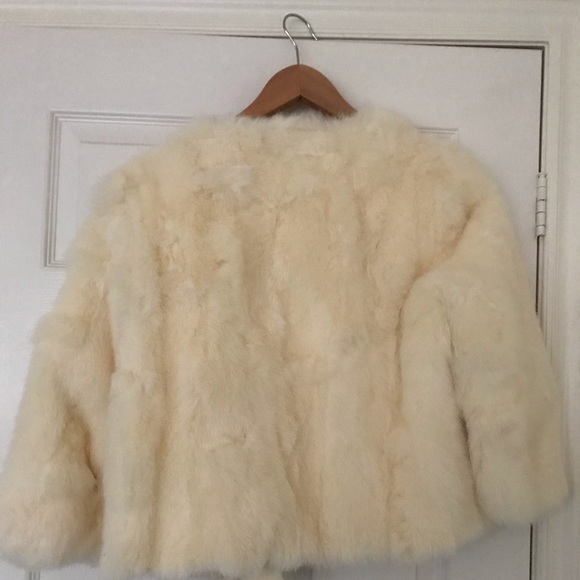 Faux Fur Jacket 3/4 sleeve (cream colour) - Picture 2 of 2
